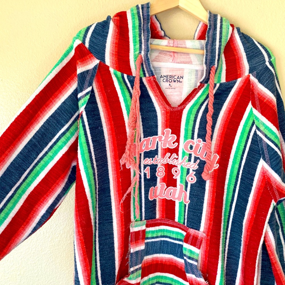 American Crown Multicolored Poncho Hoodie NWOT